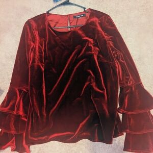 Sugar+lips Deep Velvet Burgundy Blouse Goth/Victorian Vibes